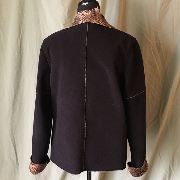 Vintage 90's Zip Up Black Leopard Trim Soft Jacket - Picture 3 of 12